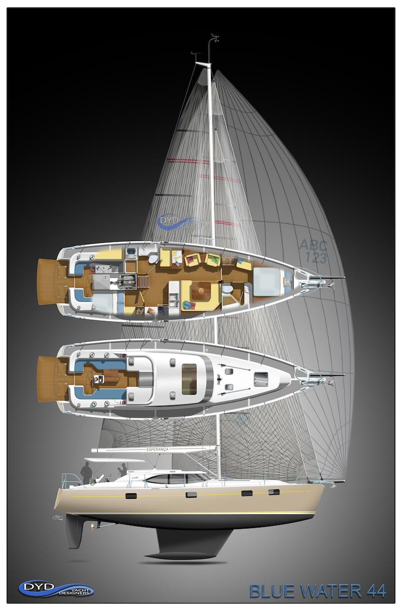 dibley 44 blue water cruising yacht, Esperanc. Full renders
