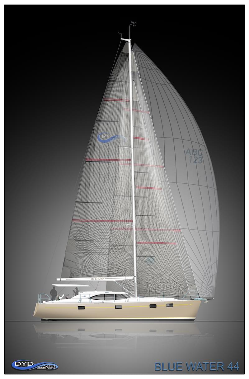 dibley 44 blue water cruising yacht, Esperanc. Sail plan